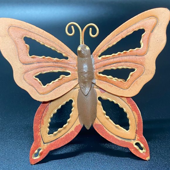 Vintage Shabby 8 Chic Metal Orange Butterfly Napki